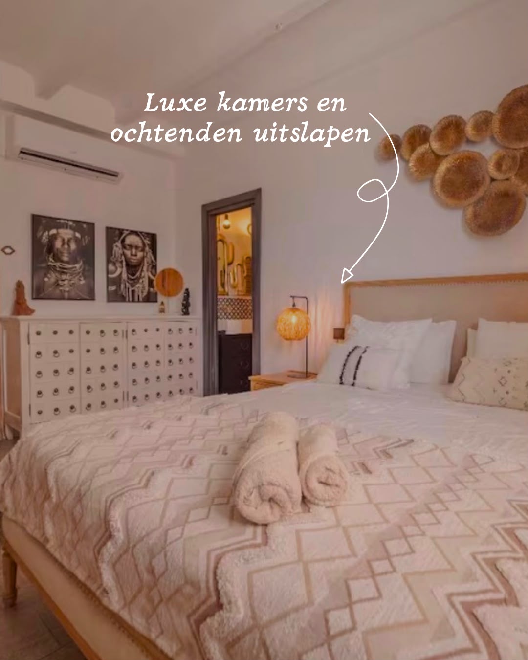 Een van de slaapkamers van Villa Falhalla